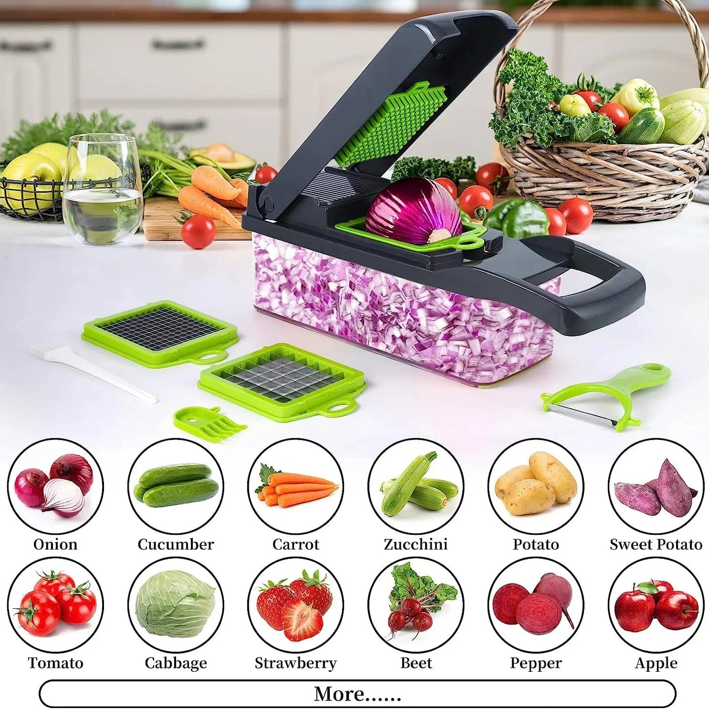 Original 16 in 1 Nicer Dicer Plus 16 Pieces Vegetable Cutter